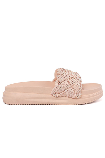 Slippers met kristallen roze