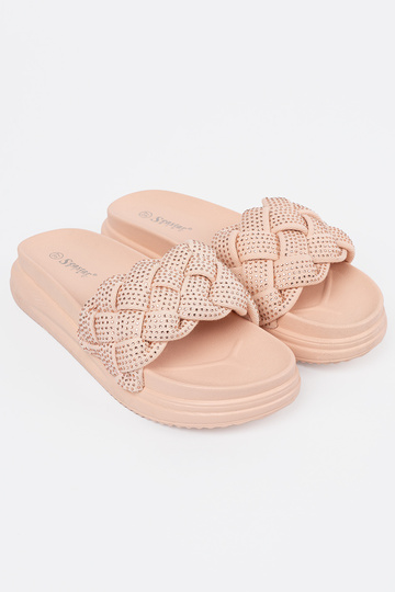 Slippers met kristallen roze 2
