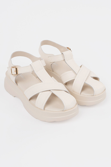 Ivoorkleurige sandalen op... 2