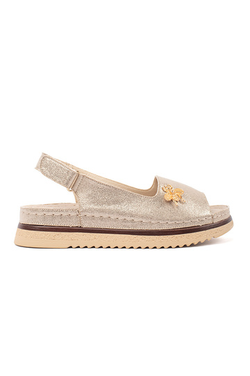 Gouden sandalen met plateau...