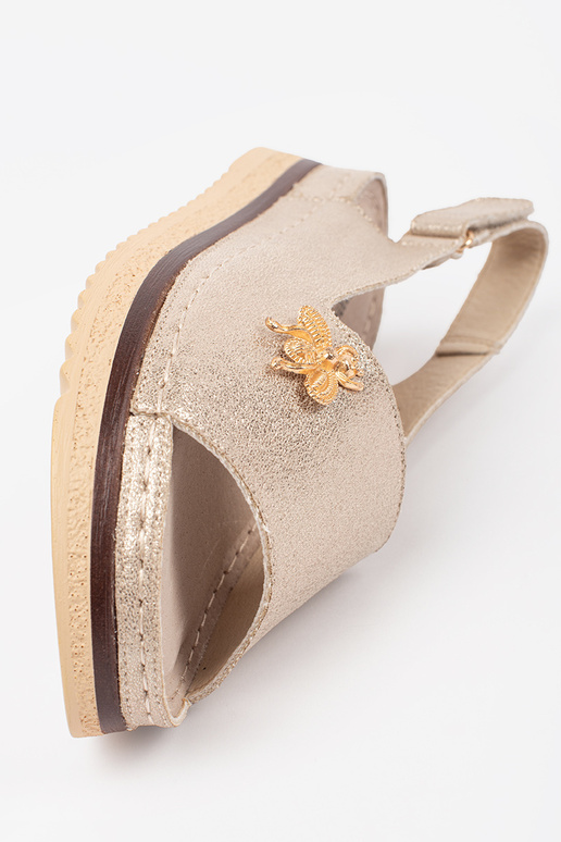 Goldfarbene Sandalen mit Plateau und...