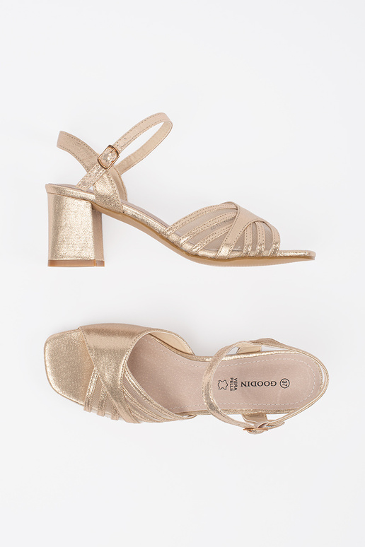 Sandales dorées brillantes à talon