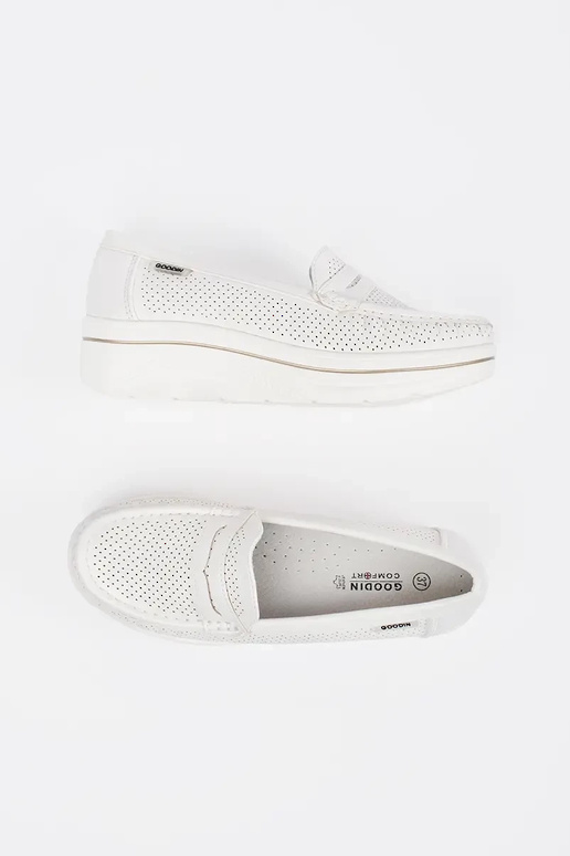 mocassins blancs sur semelle épaisse