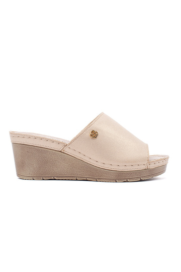 Gouden dames slippers op wedge