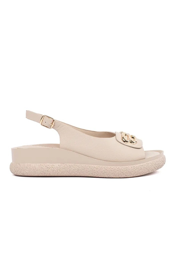 Platte sandalen beige met...