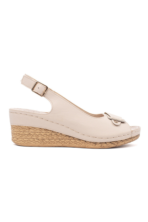Ivoor Kleur Sandalen op Lage Wedge
