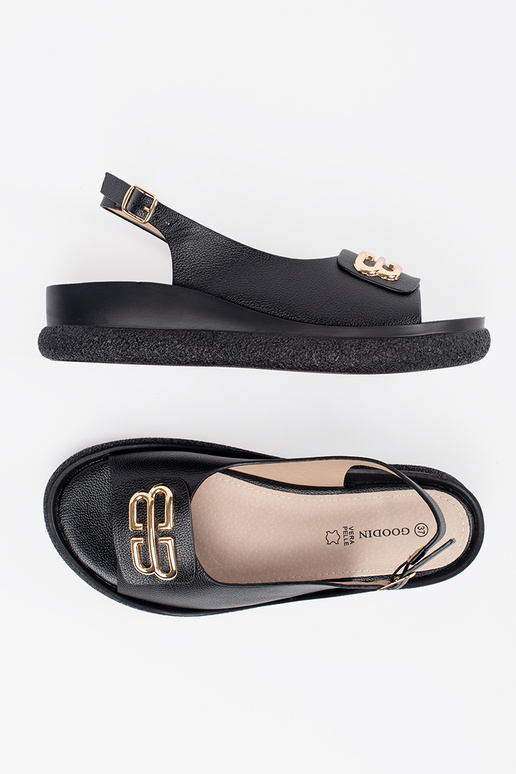 Platte sandalen zwarte met decoratie