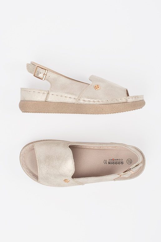 Gouden Sandalen met Leren Inlegzool Gouden Sandalen met Leren Inlegzool