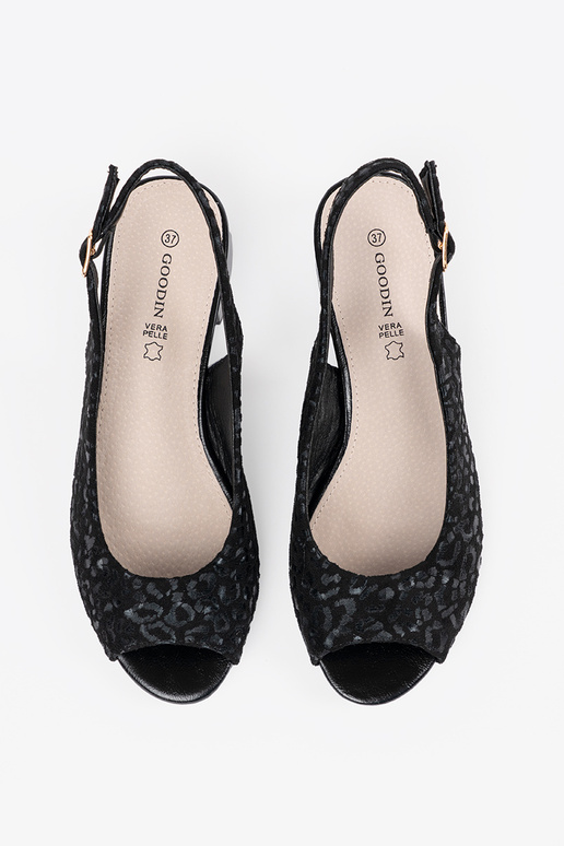 Zwarte sandalen met lage hak met...