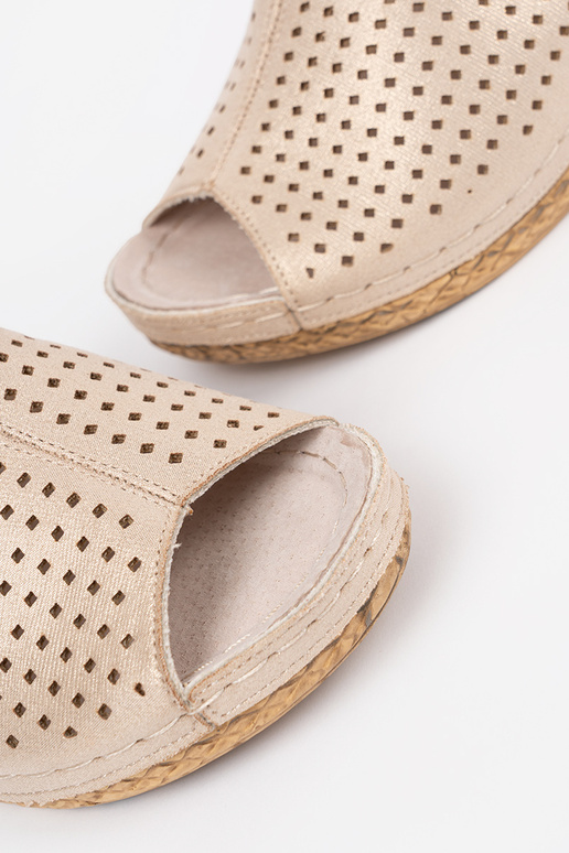 Tongs dorées à talon compensé Tongs dorées à talon compensé