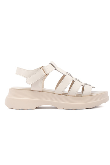 zandkleurige sandalen met...