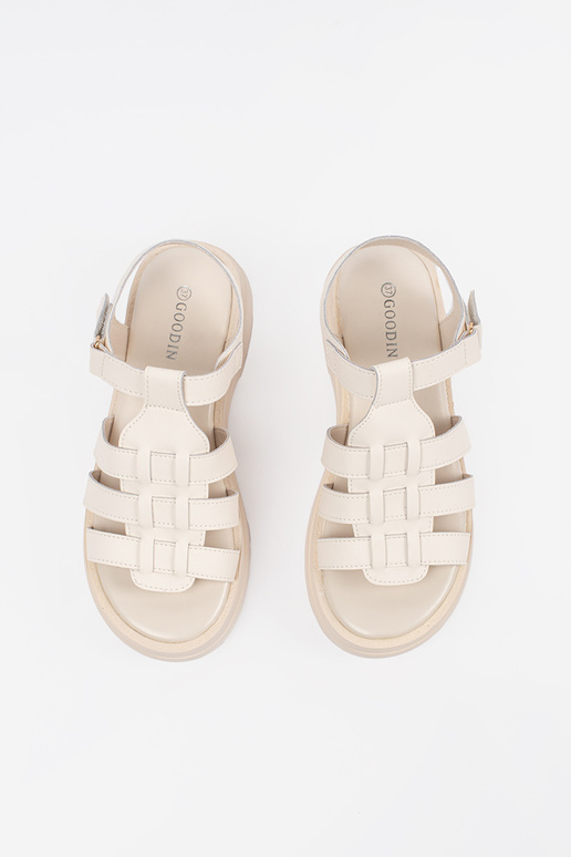 zandkleurige sandalen met platform...