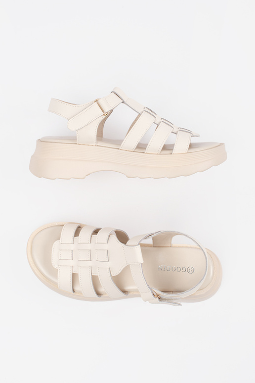 zandkleurige sandalen met platform...