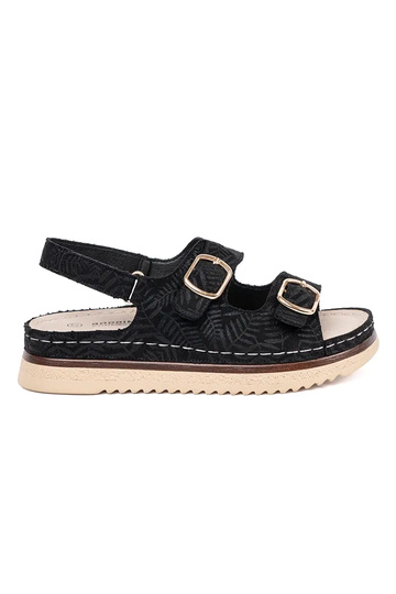 Zwarte sandalen met gouden...