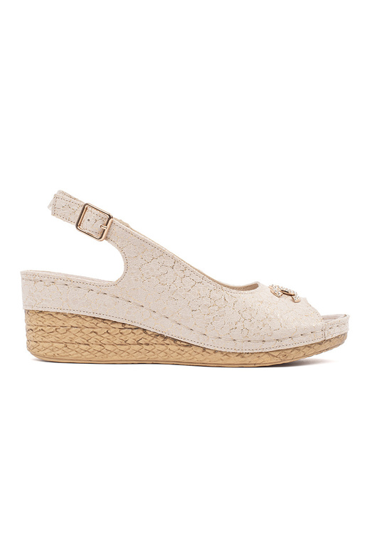 Beige Keilsandalen mit Schnalle