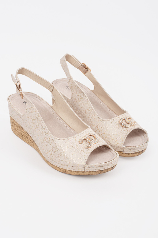 Beige Keilsandalen mit Schnalle