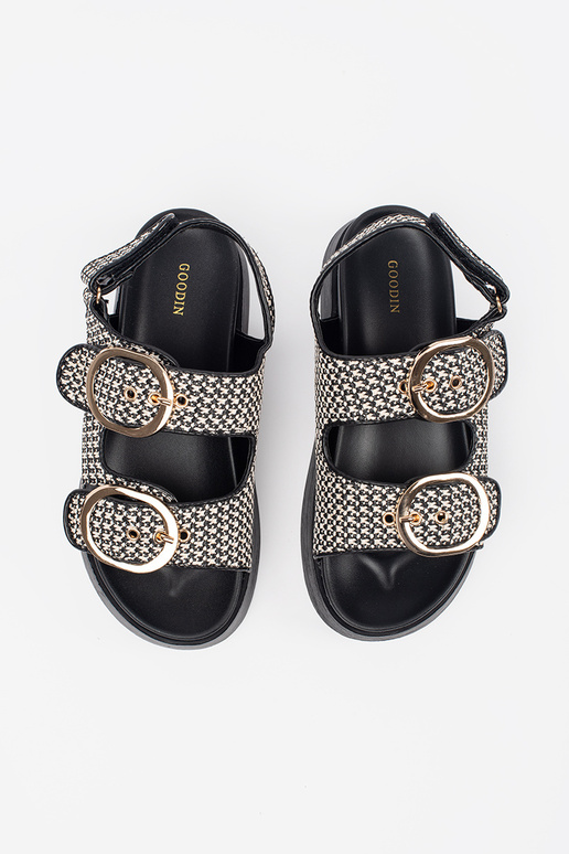 Schwarz-weiße Plateau-Sandalen
