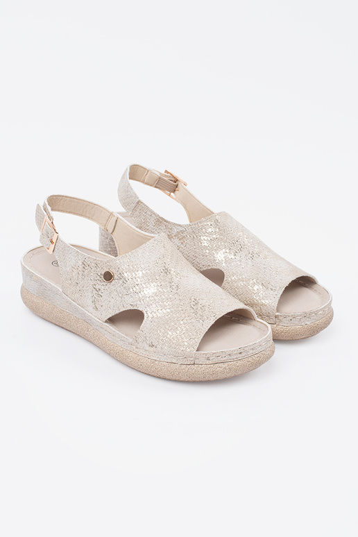 Gepolijste Sandalen met Gesp Taupe