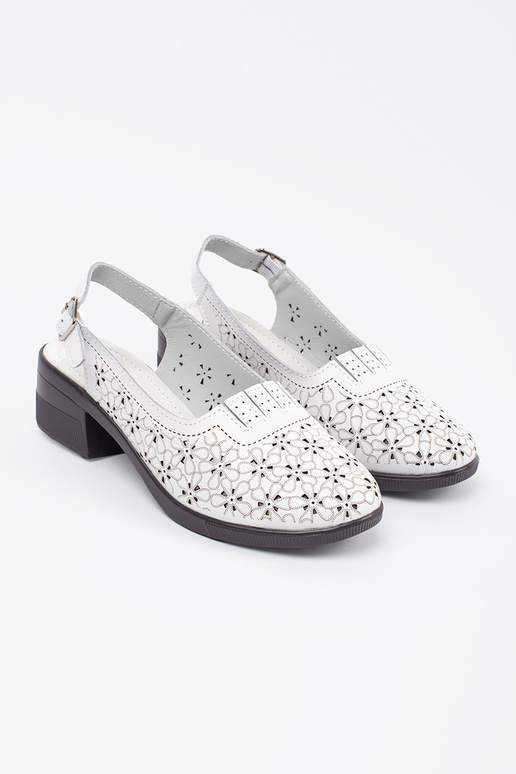 Sandales blanches à petit talon