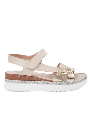 Zandkleurige Sandalen met...
