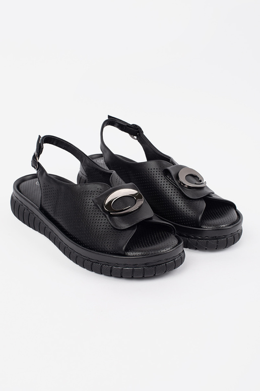 Elegante schwarze Leder-Sandalen Elegante schwarze Leder-Sandalen