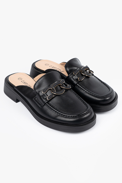 Chaussons noirs en simili cuir à...