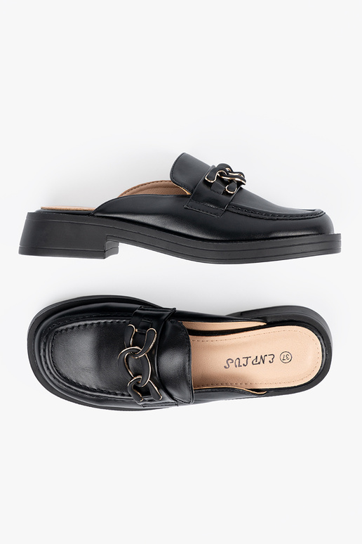 Chaussons noirs en simili cuir à...