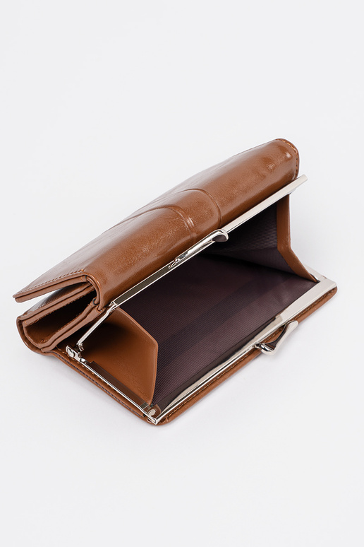 Bruine damesportemonnee van eco-leer Bruine damesportemonnee van eco-leer