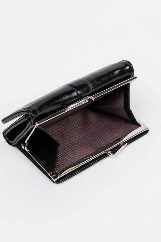 Zwarte damesportemonnee van kunstleer Zwarte damesportemonnee van kunstleer