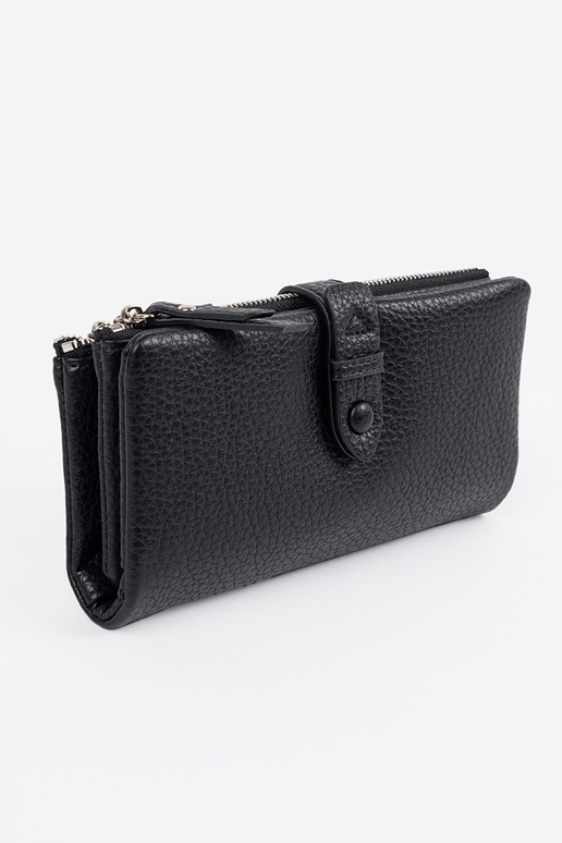 Zwarte damesportemonnee met vakken Zwarte damesportemonnee met vakken