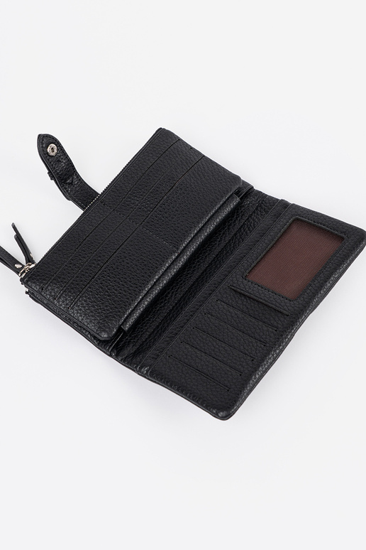Zwarte damesportemonnee met vakken Zwarte damesportemonnee met vakken