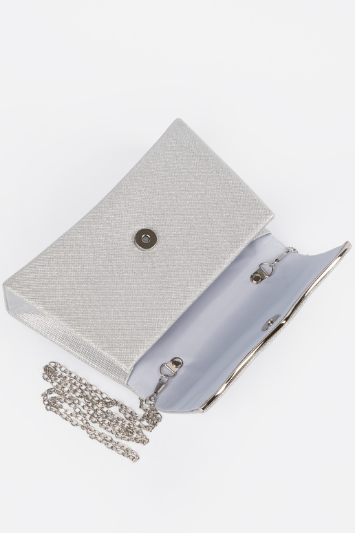 Silberfarbene Handtasche mit Kette