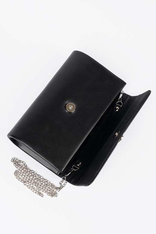 Schwarze Umschlaghandtasche mit...