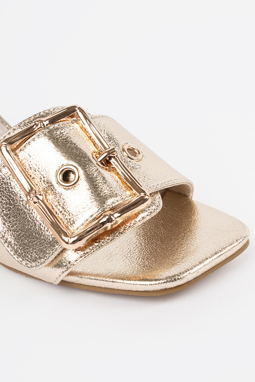 Dames gouden slippers met hak en...