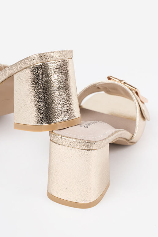 Damen Goldfarbene Absatzpantoffeln...