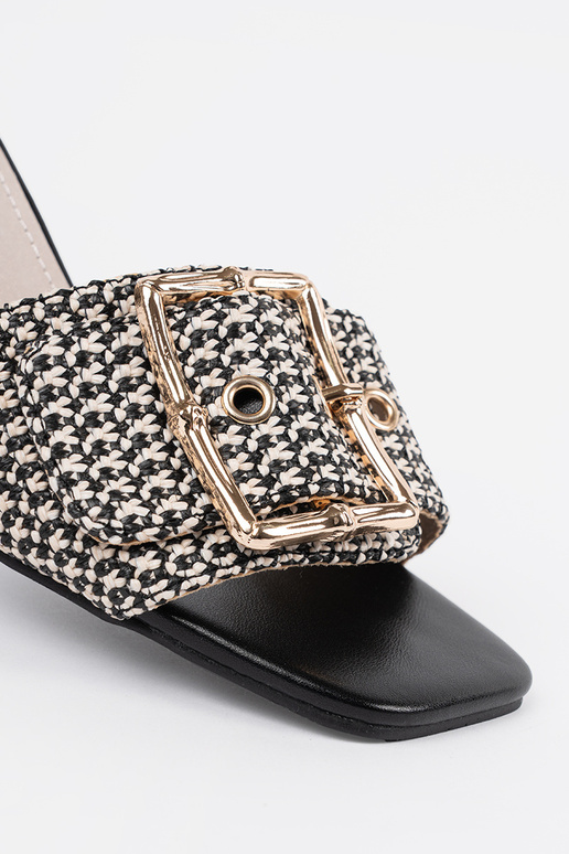 Dames zwart-witte slippers met hak en...