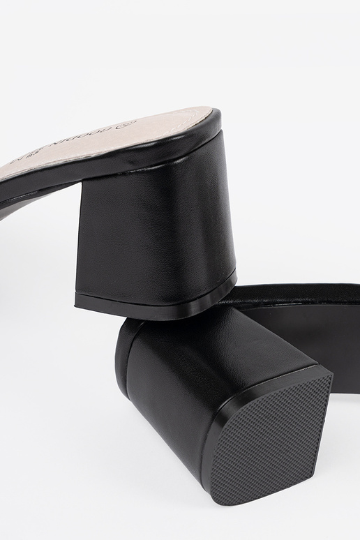 Dames zwart-witte slippers met hak en...