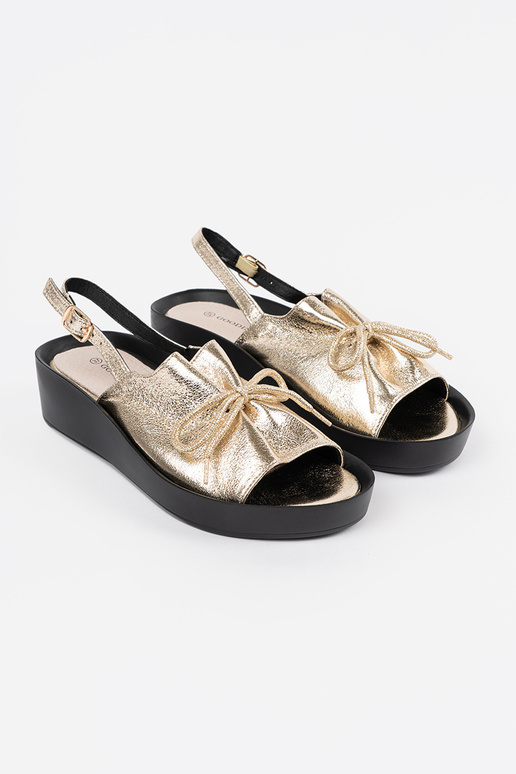 Gouden dames sandalen op plateau met...