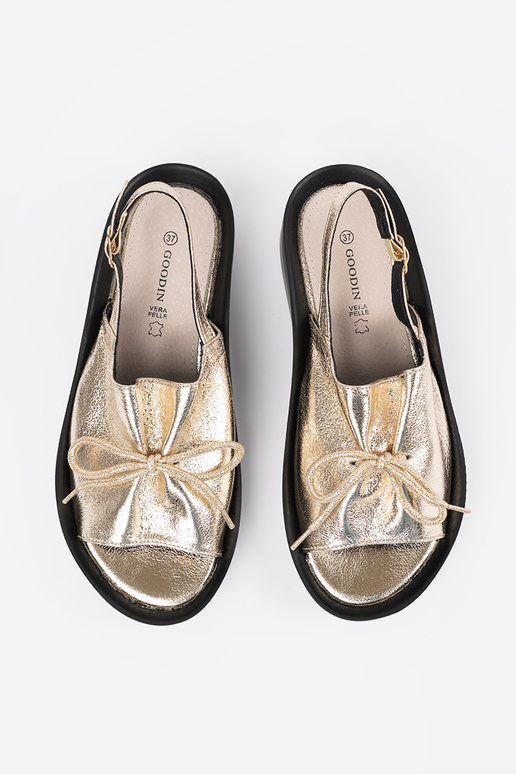 Gouden dames sandalen op plateau met...