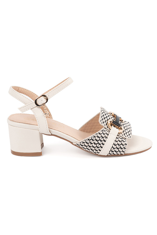 Damen weiße Sandalen auf mittelhohem...