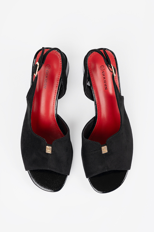 Sandales en daim pour femmes noires à... Sandales en daim pour femmes noires à...