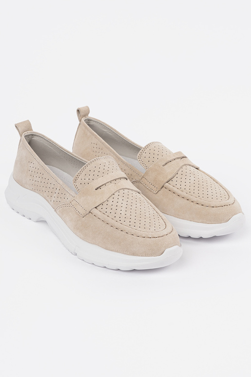 Mocassins en cuir sable avec plateforme Mocassins en cuir sable avec plateforme