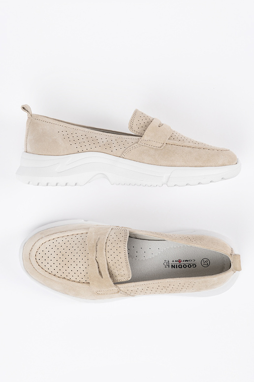 Beige Leder-Mokassins mit Plattform Beige Leder-Mokassins mit Plattform