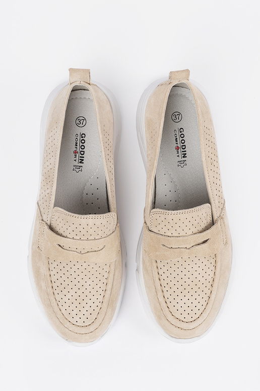 Mocassins en cuir sable avec plateforme Mocassins en cuir sable avec plateforme