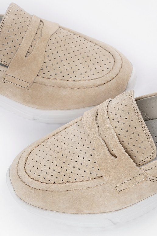 Mocassins en cuir sable avec plateforme Mocassins en cuir sable avec plateforme