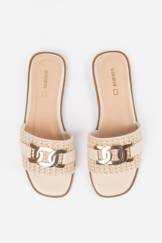 Damen Sandfarbene Pantoffeln mit... Damen Sandfarbene Pantoffeln mit...