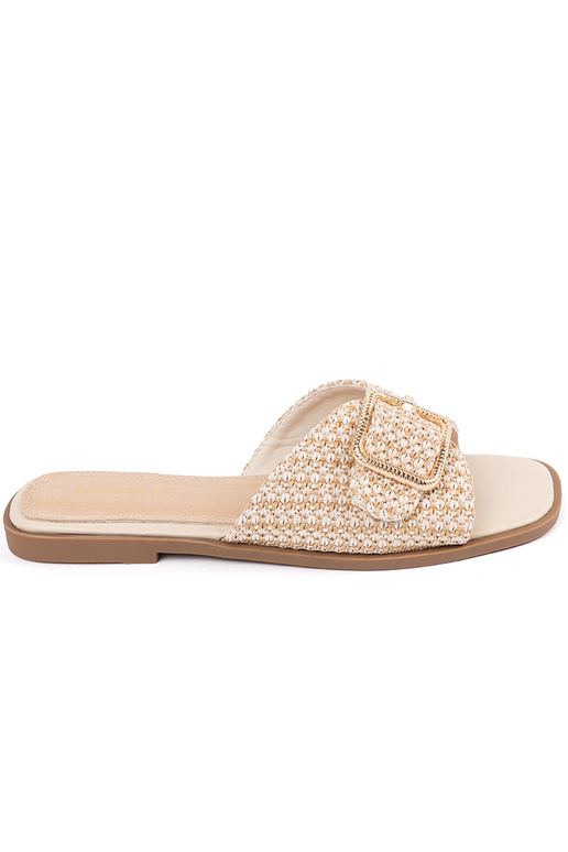 Chaussons couleur sable avec des boucles