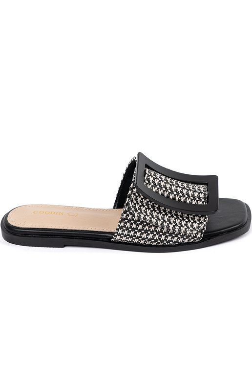Zwart-witte platte slippers Zwart-witte platte slippers