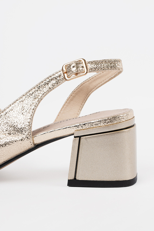 Gouden suède dames sandalen op hoge hak