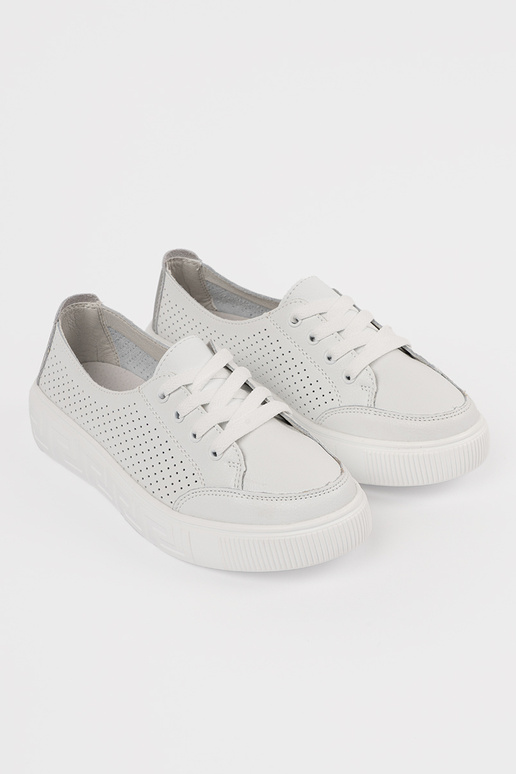 Witte leren dames sneakers met veters... Witte leren dames sneakers met veters...